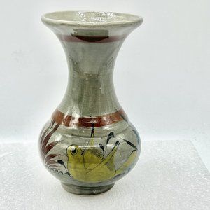 Tonala Mexican Vase, Handpainted Yellow Bird